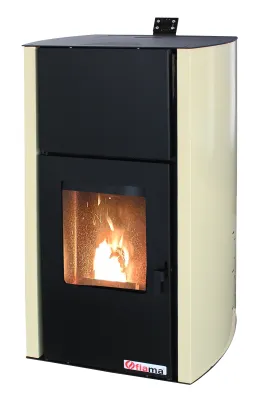 Termosemineu pe peleti Fornello Fiama Confort 30 kW, 35 kg, tiraj forțat, crem