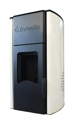 Termosemineu pe peleți Fornello Royal Ivory 30 kW, buncăr 30 kg, crem
