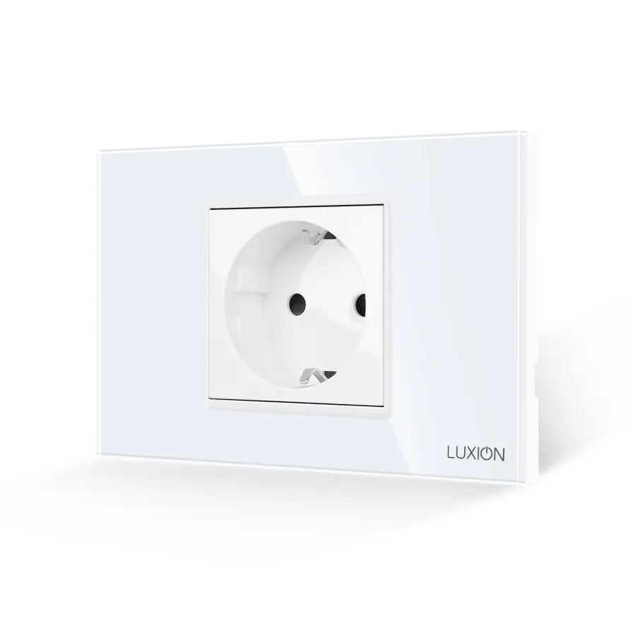 Priza Simpla Luxion Standard Italian 2/3M cu Rama din Sticla