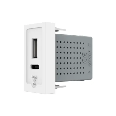 Modul priză Livolo USB-A și USB-C, putere 20W, tensiune 100-240V