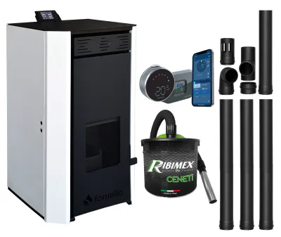 Pachet Termosemineu pe peleti Fornello EVA 30 KW cu Termostat Salus IT 800