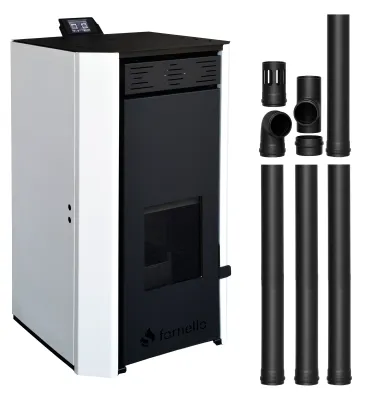 Pachet Termosemineu pe peleti Fornello EVA 30 KW cu Kit Evacuare 3.5 m