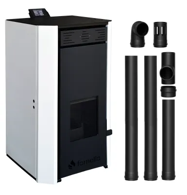 Pachet Termosemineu pe peleti Fornello EVA 30 KW cu Kit Evacuare 2.5 m