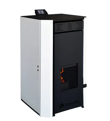 Termosemineu pe peleți Fornello EVA 30 kW, Wi-Fi, pompă și vas expansiune, Alb
