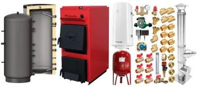 Pachet centrală Fornello T-PRO 25 kW, coș inox 6m, puffer 800L, boiler, vas 80L