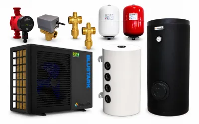 Pachet pompa caldura Fornello BLUSTARK R290, 6 kW, Boiler 200L, Puffer 80L, Grundfos