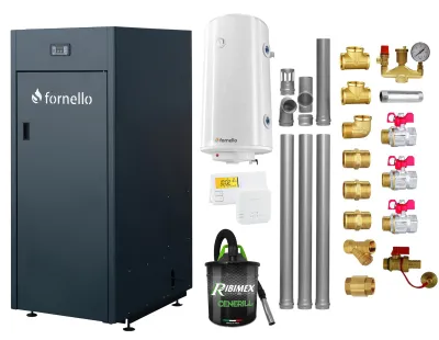 Pachet Centrala pe peleti Fornello King Plus 35 KW cu boiler 100L si accesorii