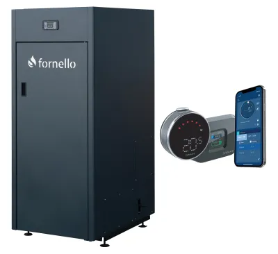 Pachet Centrala pe peleti Fornello King Plus 35 KW cu termostat internet IT800